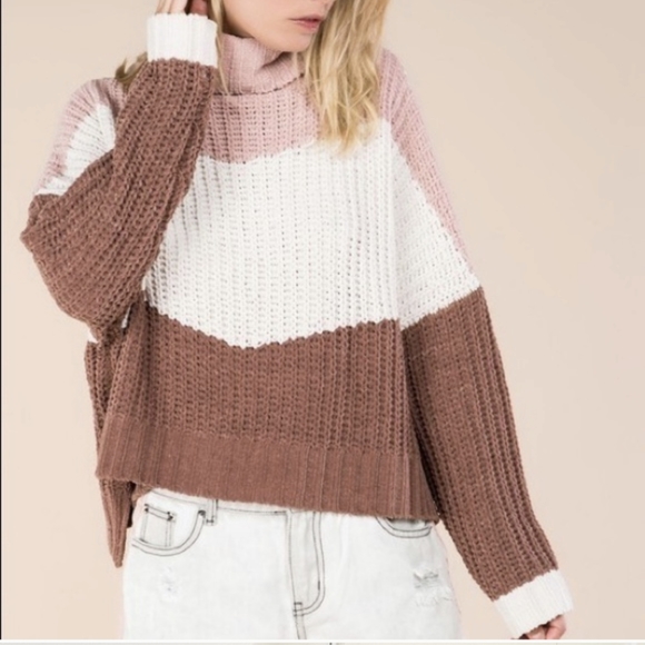 POL Color Block Round Neck Oversized Sweater